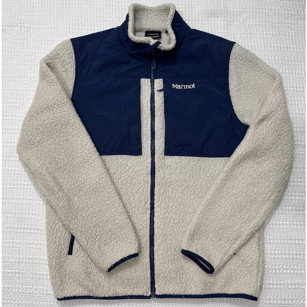 Marmot Men's Wiley Fleece Sherpa Blue/Cream Jacket - L